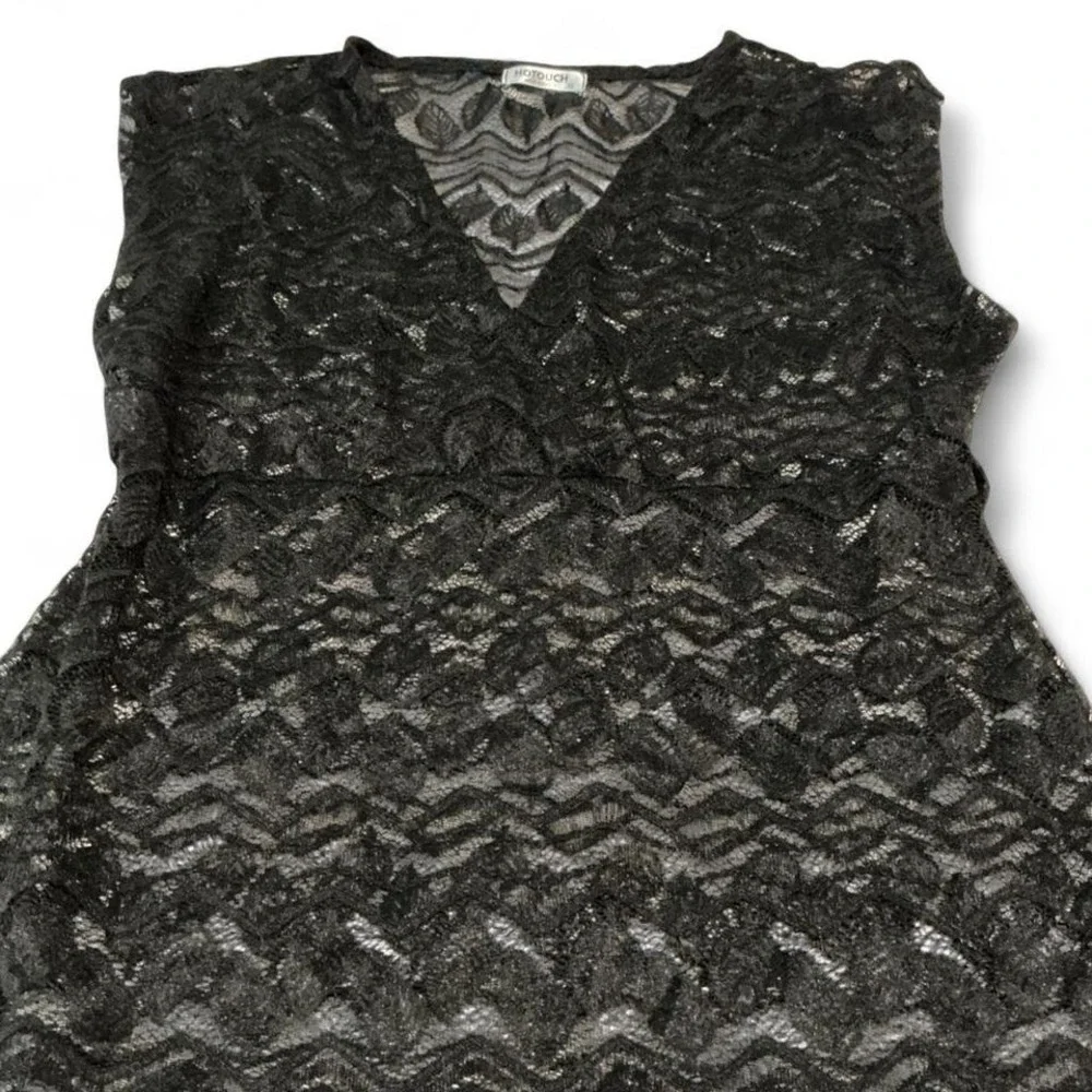 HOTOUCH Black Lace V Neck Sleeveless Swim Cover Up‎ Dress XS
